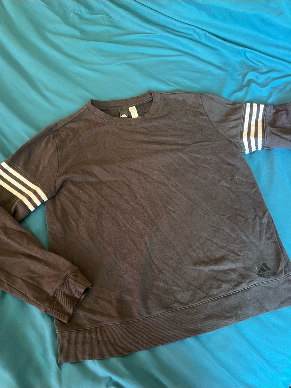 adidas Black Pullover Sweatshirt with White Logo Tag
